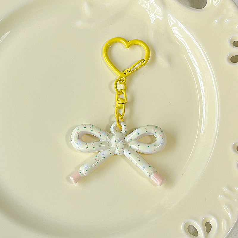Wholesale Cute Double-Sided Printed Cut Out Bow Keychain