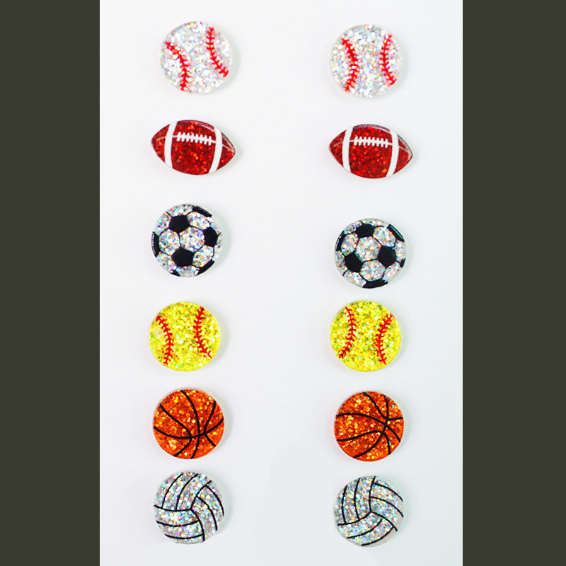 Wholesale 2 Pairs/Pack Shiny Football Baseball Acrylic Earrings
