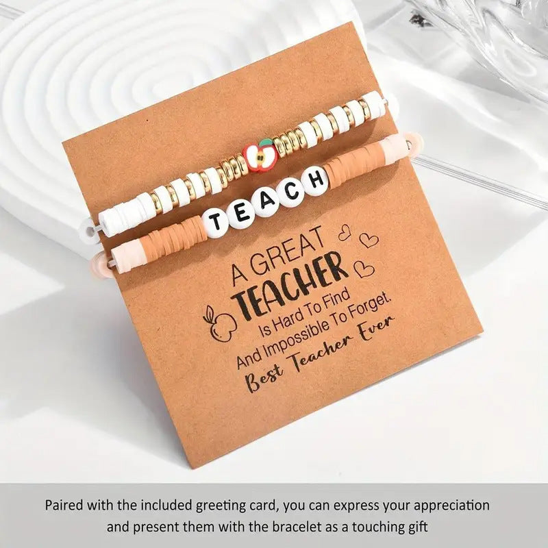 Wholesale  Teachers'  Holiday   Apple Letters Colorful Soft y Bracelet