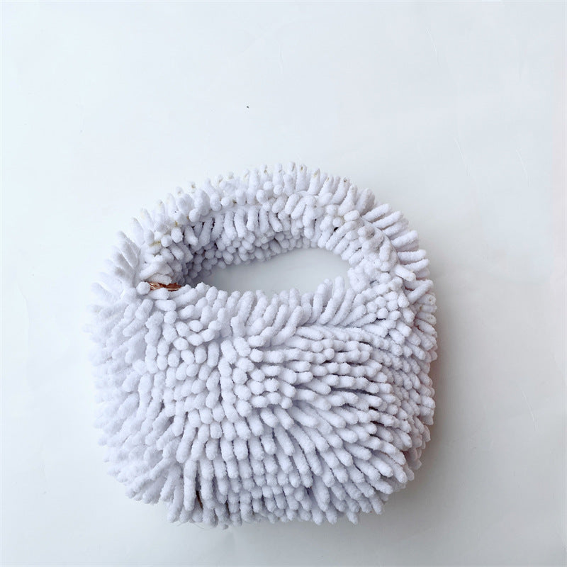 Wholesale Autumn and Winter New Mop Plush Handbag Candy Color Lunch Box Bag