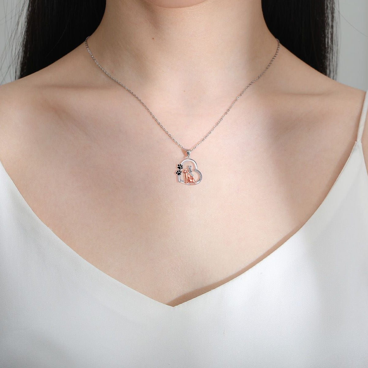 Wholesale Heart-shaped Dog and Girl Necklace