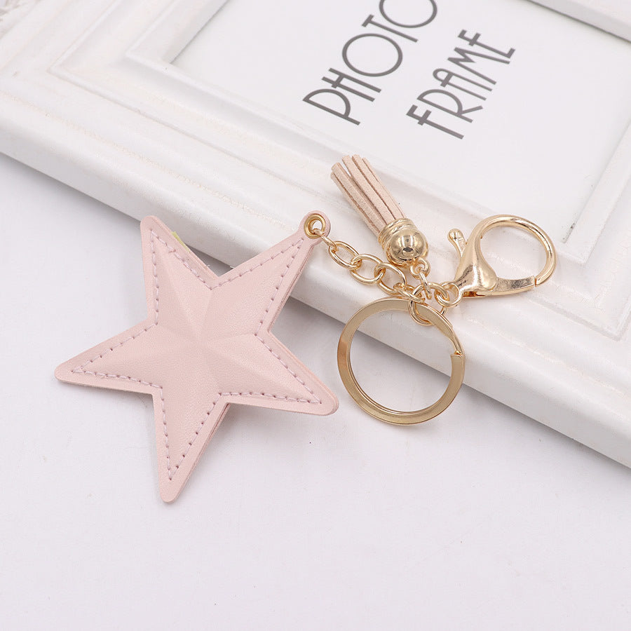 Wholesale Leather Tassel Pentagram Keychain