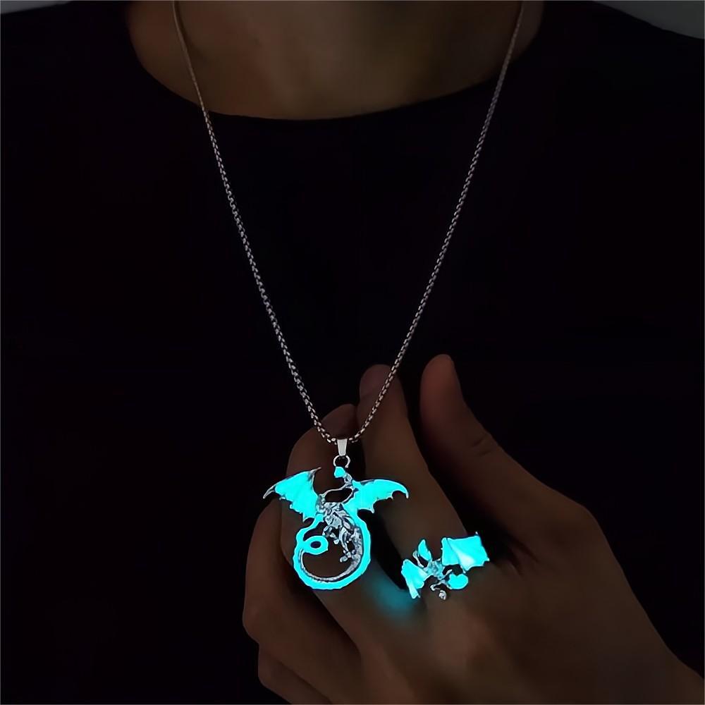 Wholesale Luminous Flying Dragon Pendant   Pterosaurus Ring  Alloy Set