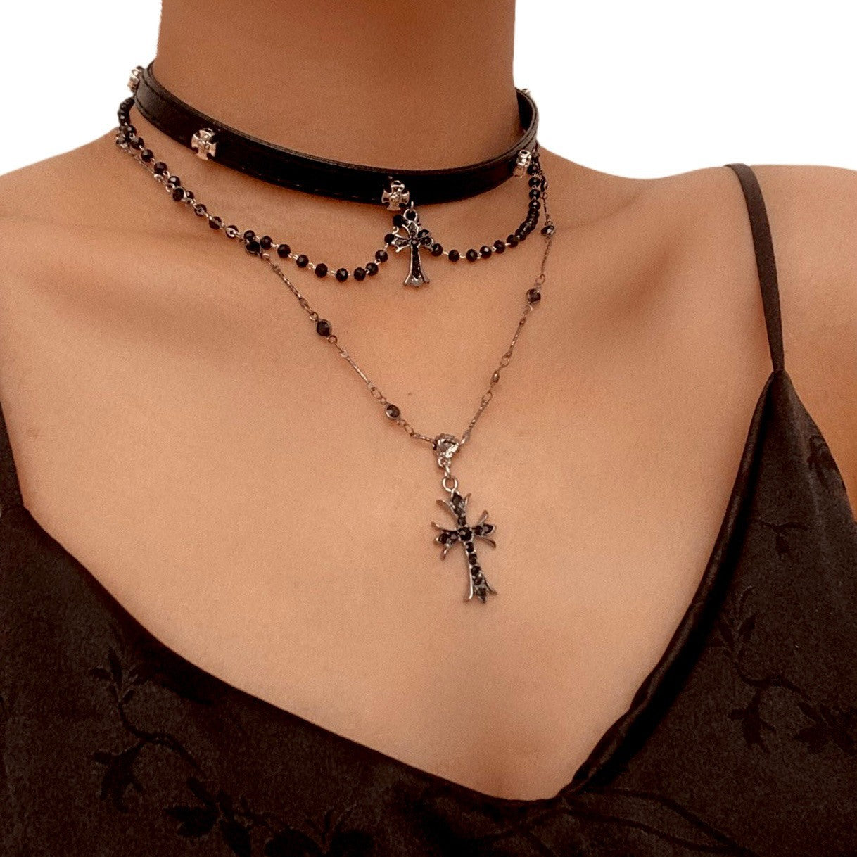 Wholesale Gothic-style cross multi-layer cross necklace