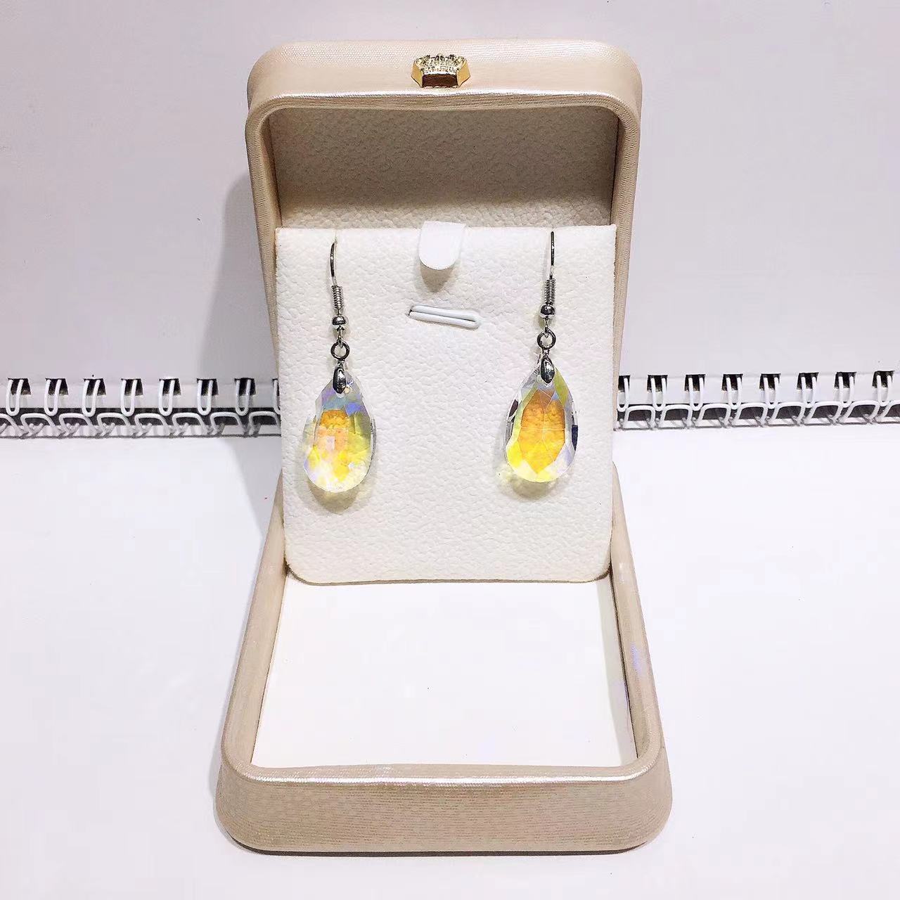 Wholesale crystal glass water drop fashion net red earrings