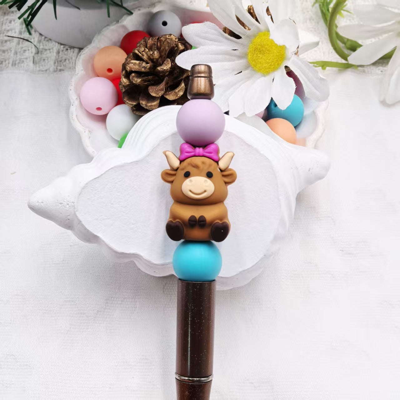 Wholesale cow silicone cartoon beads DIY silicone beads