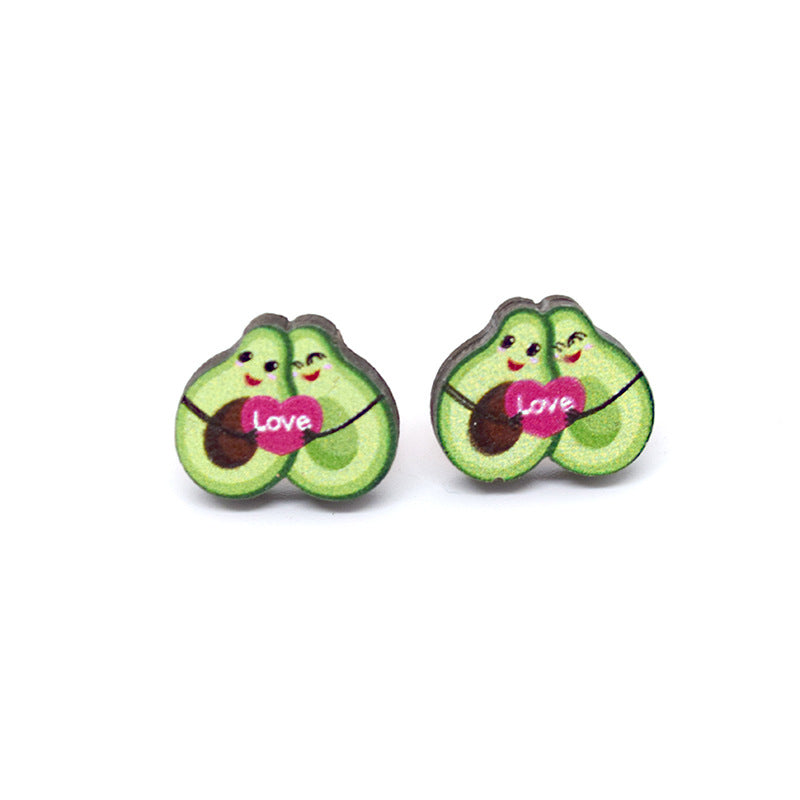 Wholesale Cartoon Valentine's Day Christmas Wood Earrings