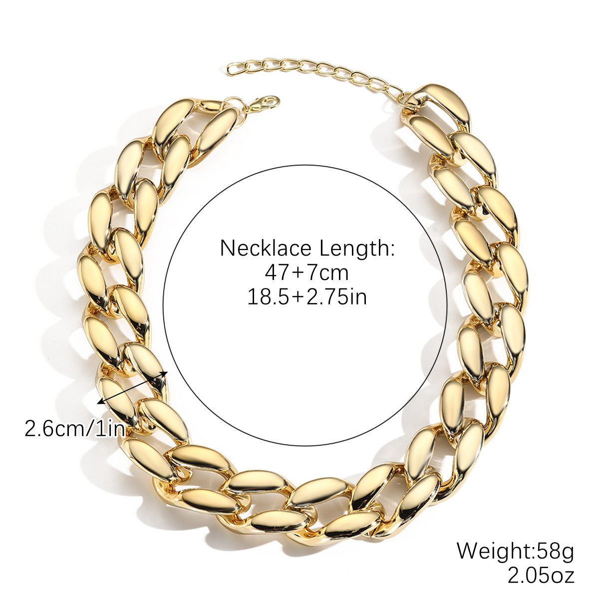 Wholesale Punk Geometric Thick Chain Hip-Hop Necklace Clavicle Chain