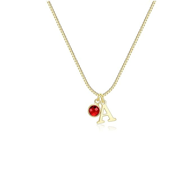 Wholesale New Women's Initial Birthstone Necklace 14K Gold-plated Letter Simple All-match Clavicle Chain