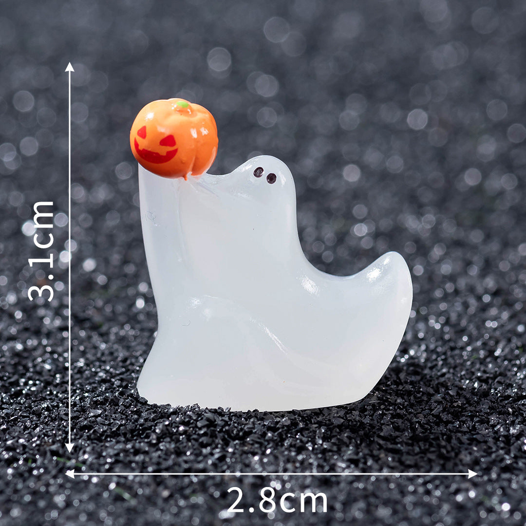 Wholesale Glow in the dark animated ghost holding a pumpkin  decoration Ornaments Dollhouse Accessories