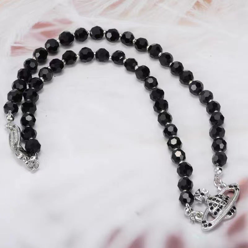 Wholesale Crystal Black Pearl Necklace Vintage Clavicle Chain