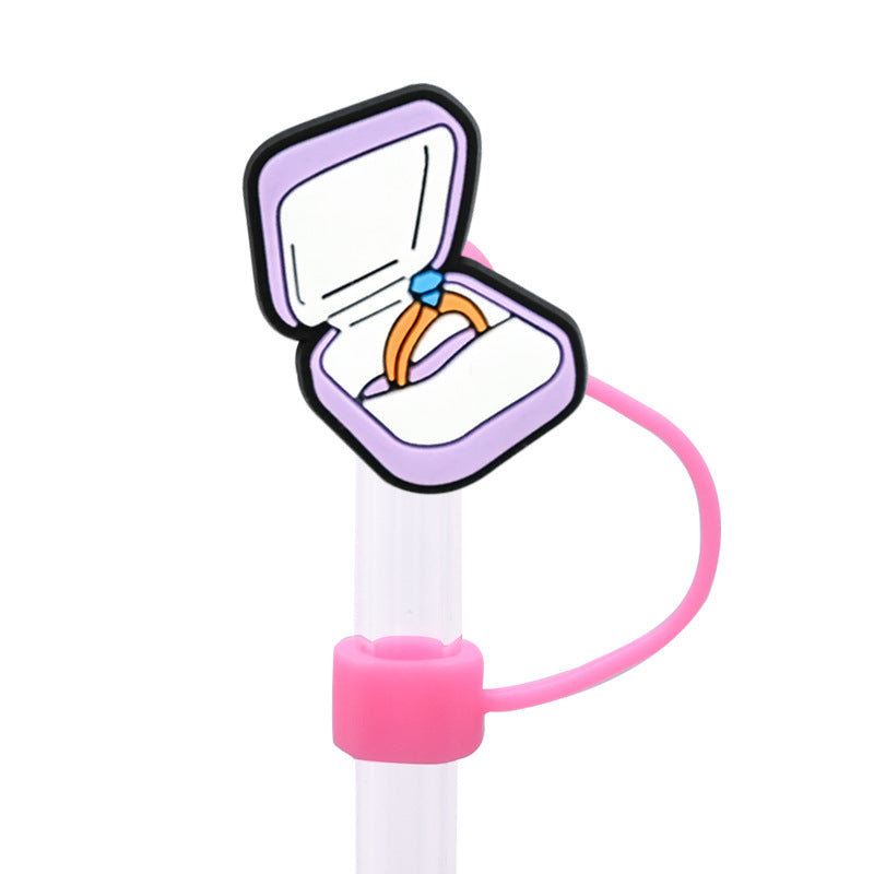 Wholesale Random 100pcs 10mm  Valentine' s Day dust plug straw accessories