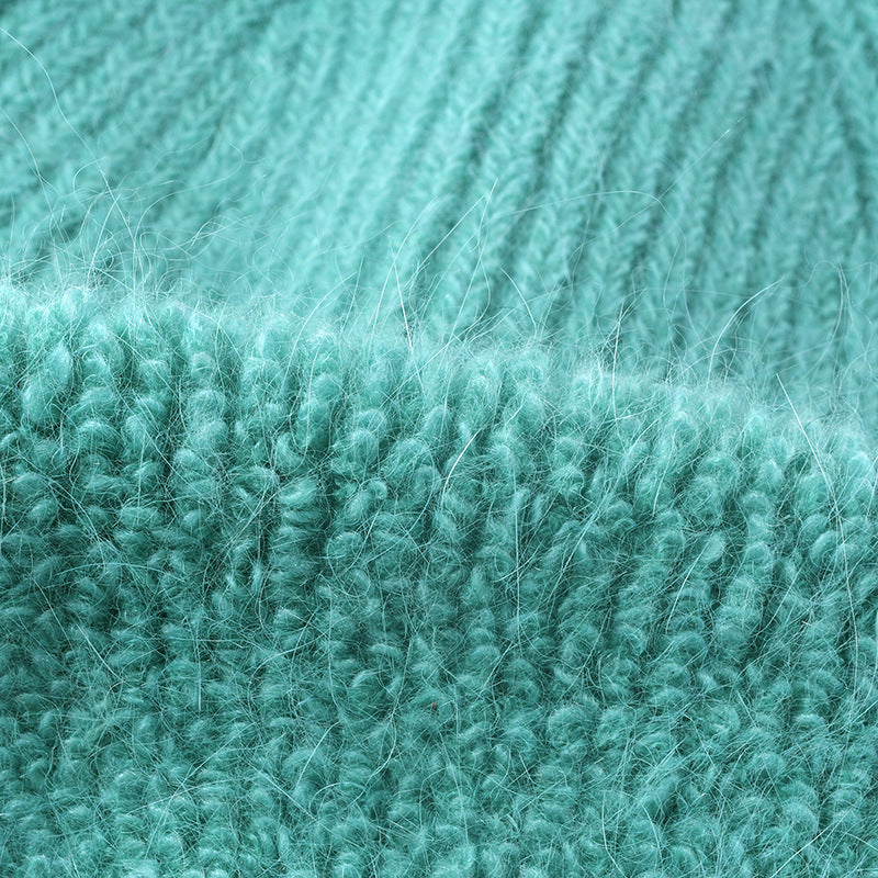 Wholesale Rabbit Hair High Flanged Warm Thick Knitted Fashionable Versatile Autumn and Winter Woolen Hat