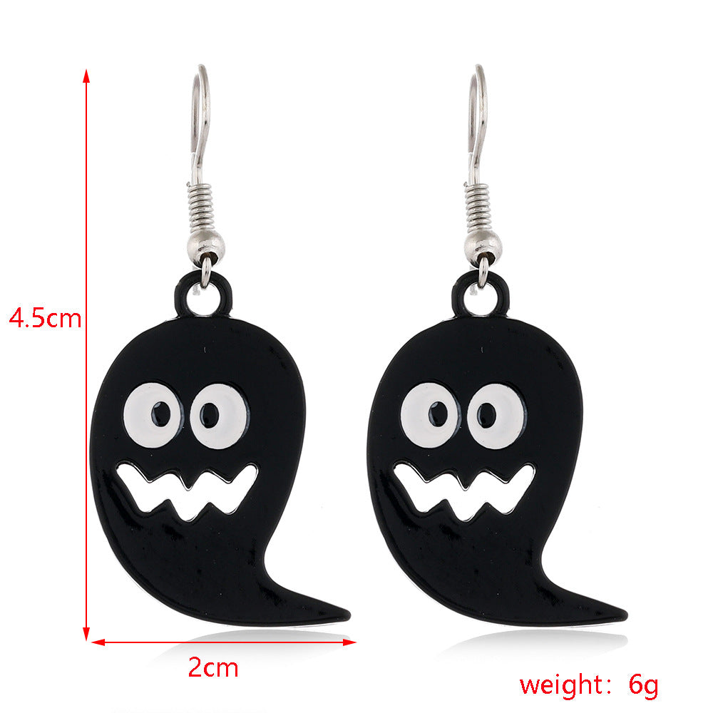 Wholesale Halloween Scary Funny Spider Pumpkin Alloy Dripping Oil Earrings