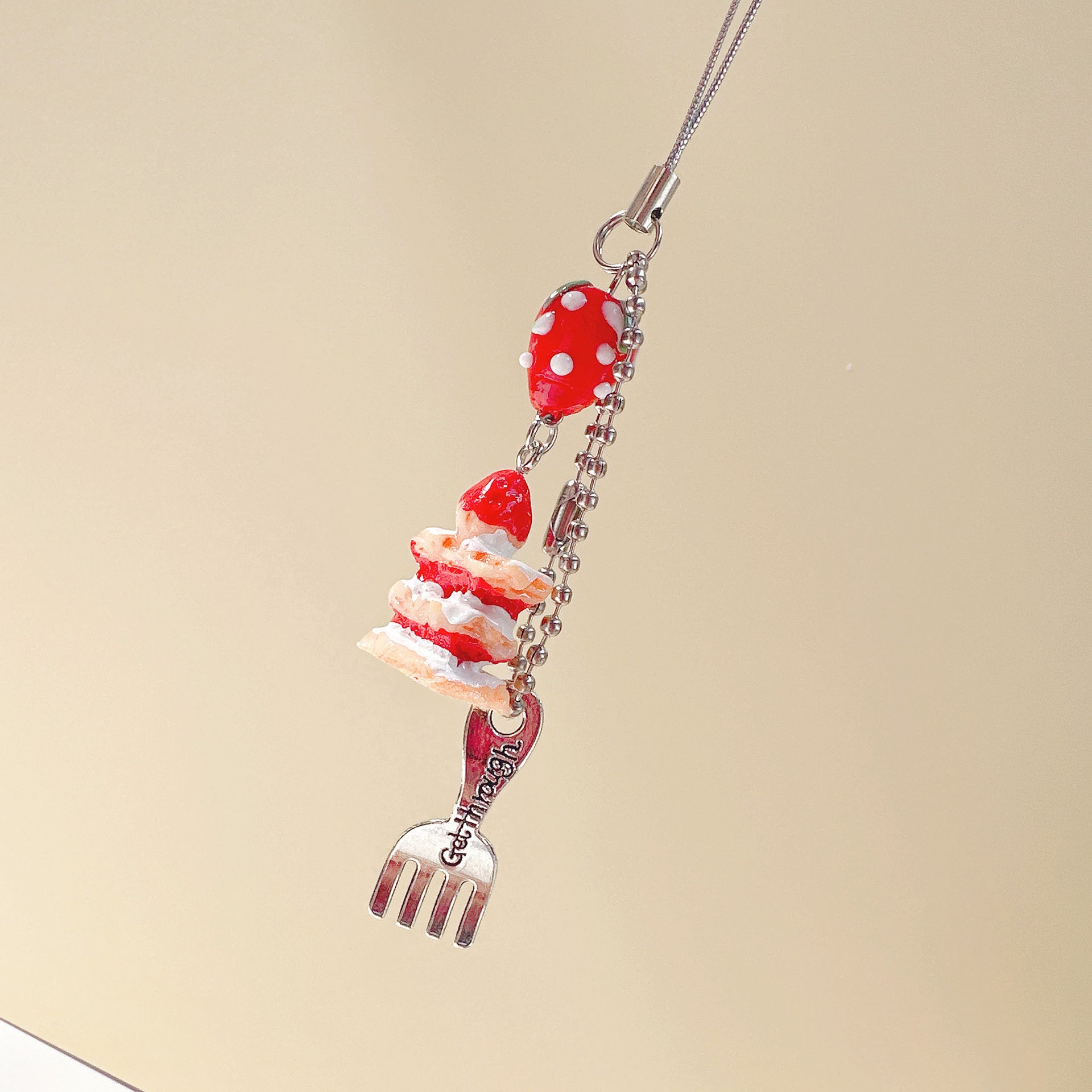 Wholesale Strawberry cake bead cute keychain