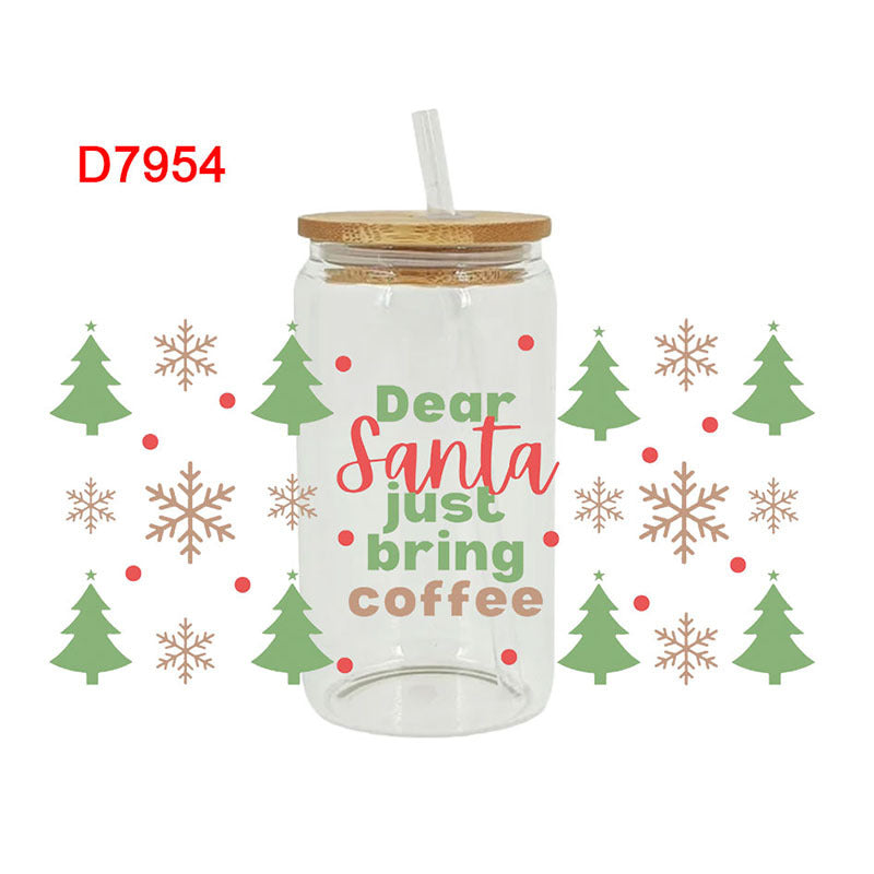 Wholesale Colorful Christmas Tree 16oz Cup UV DTF Wraps