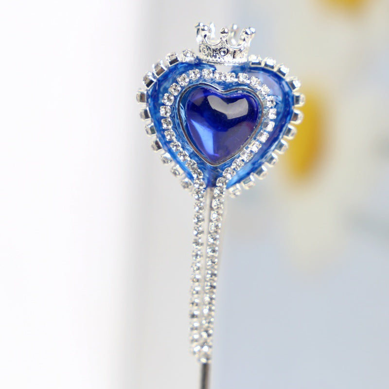 Wholesale 2PCS Soft Clay Love Crown Full of Diamonds and Tassel Beads