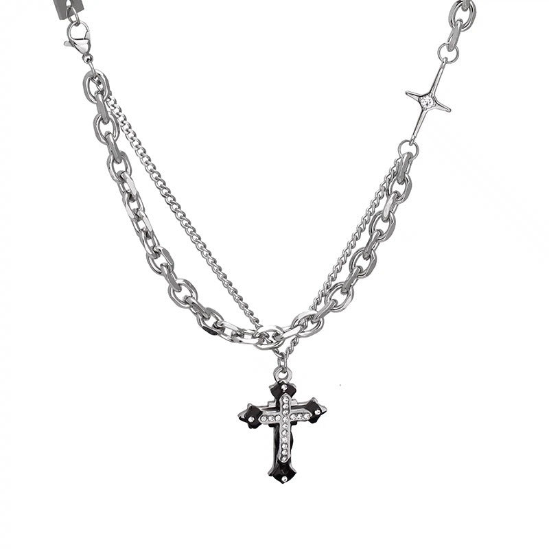 Wholesale Women's Double-Layer Cross Pendant Necklace Accessories