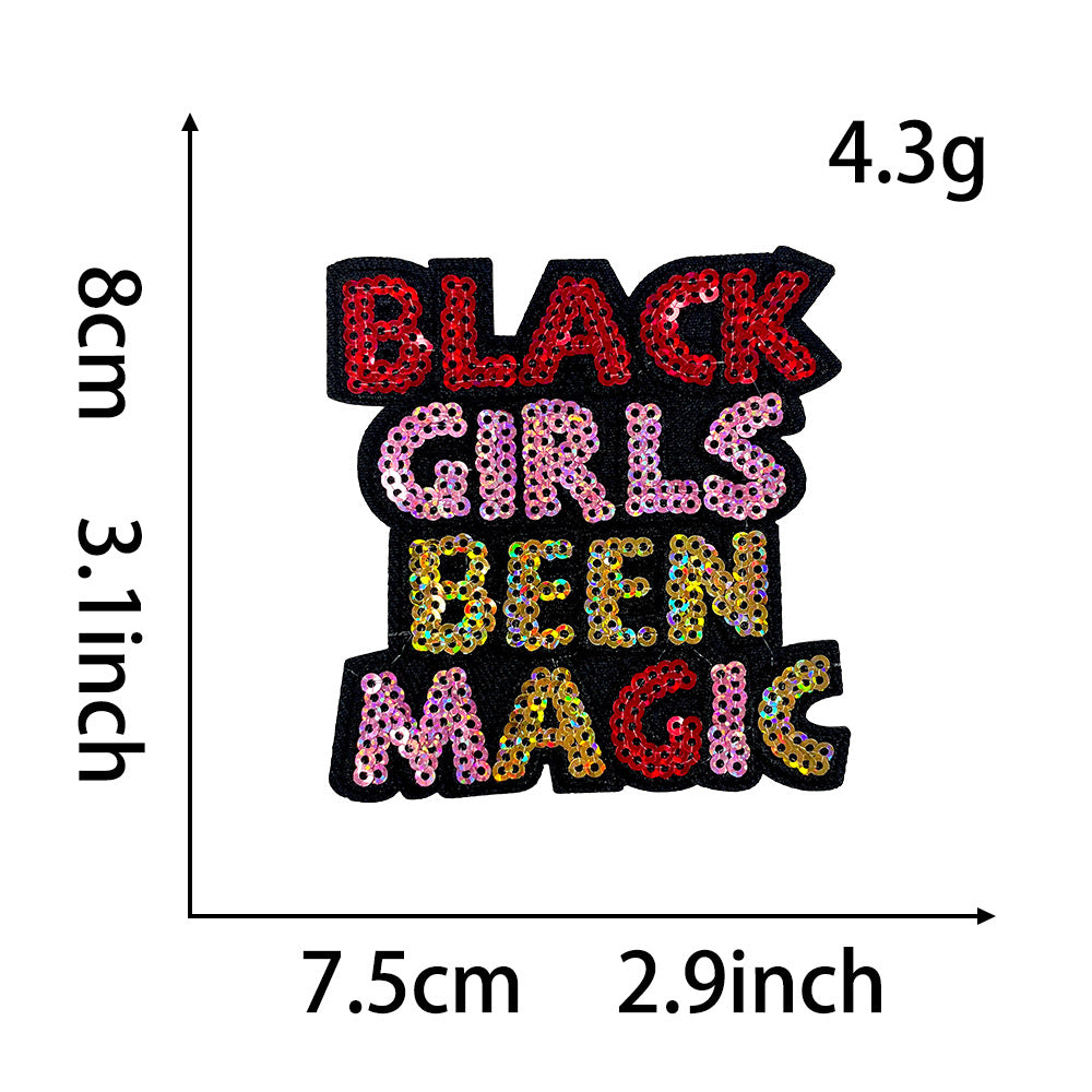 Wholesale Embroidered Iron On Patch Afro Black Girl Leopard Print Letter Design Decorative DIY Craft Supply For Shoes Hats Bags