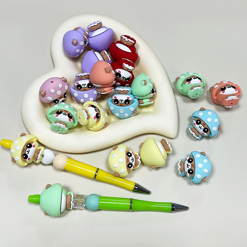 Wholesale 10pcs/pack 3D Glue Macaron Color Stereo Mushroom DIY Beads