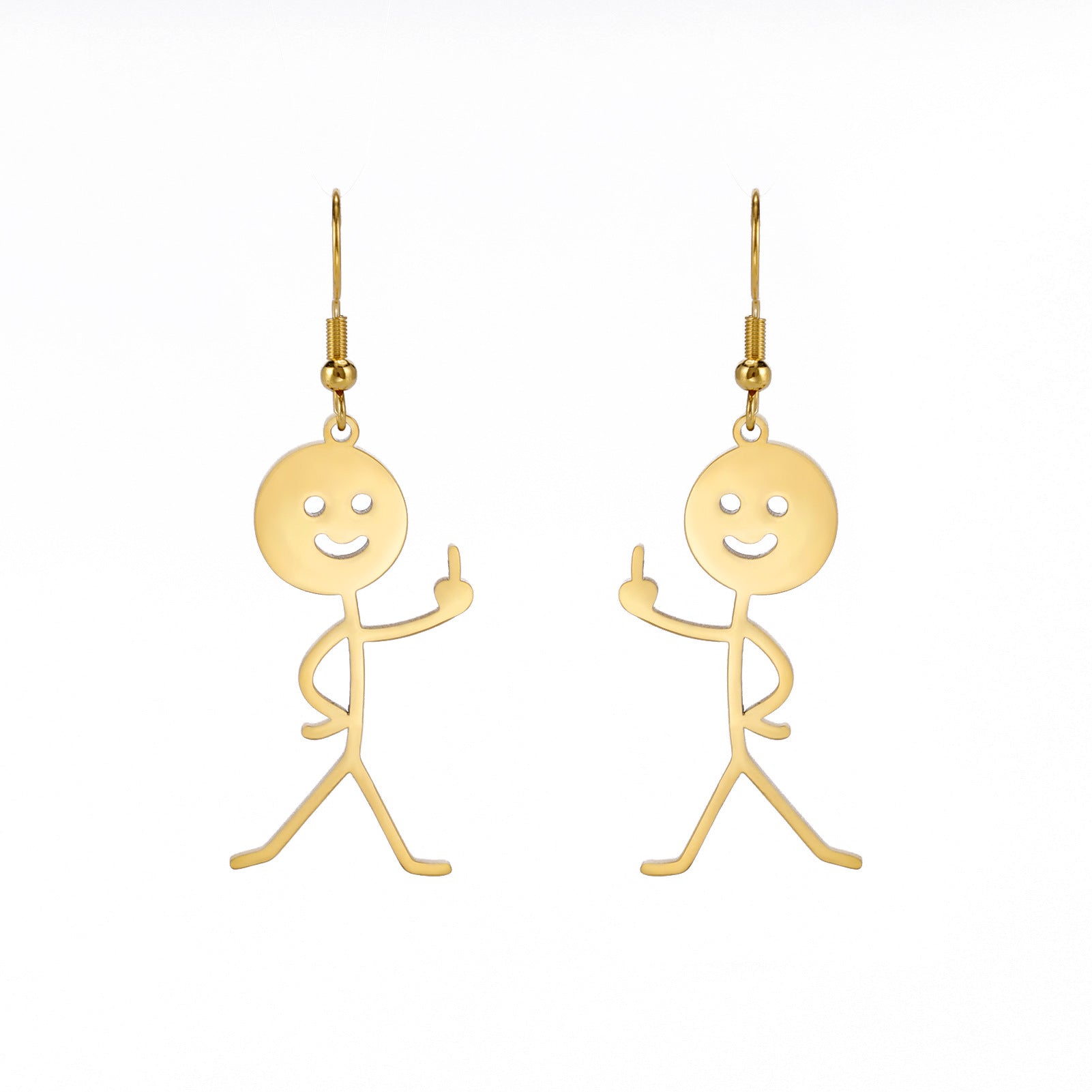 Wholesale Villain Funny Middle Finger Stainless Steel Earrings