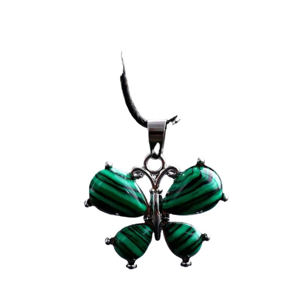 Wholesale Butterfly pendant amethyst tiger eye stone necklace