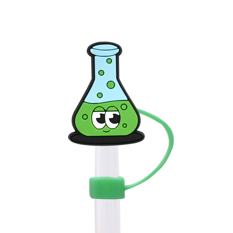 Wholesale Random 100pcs/pack  School Series Dust Stopper Straw Hat Straw Tube Cap