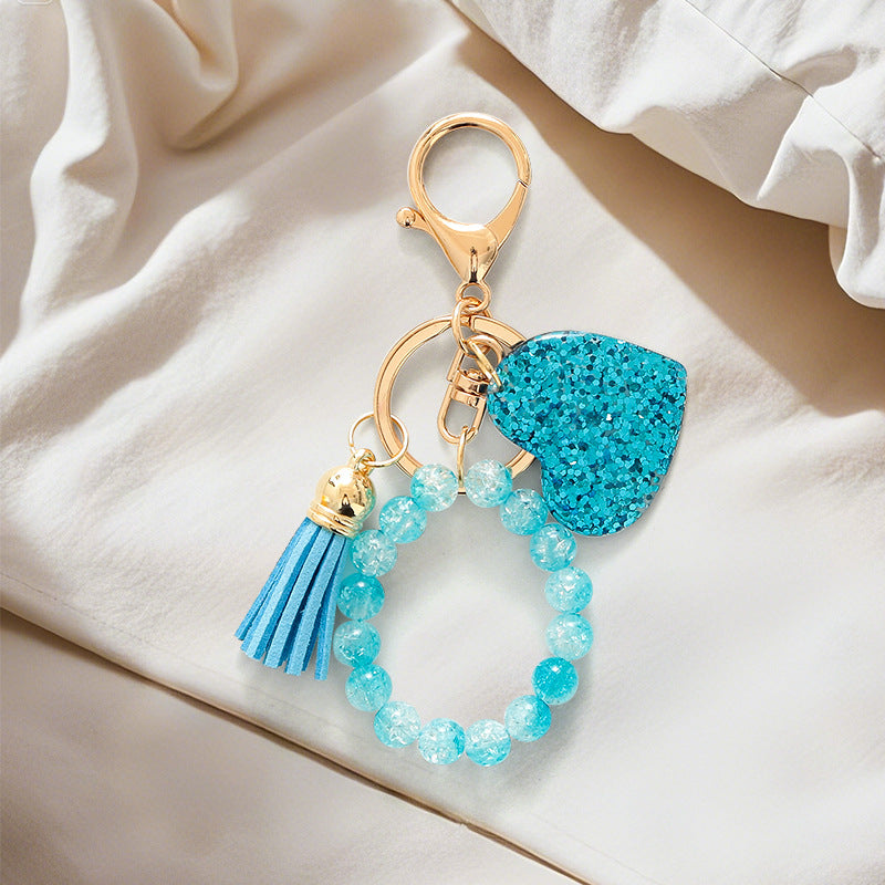 Wholesale Candy colored beaded tassel keychain