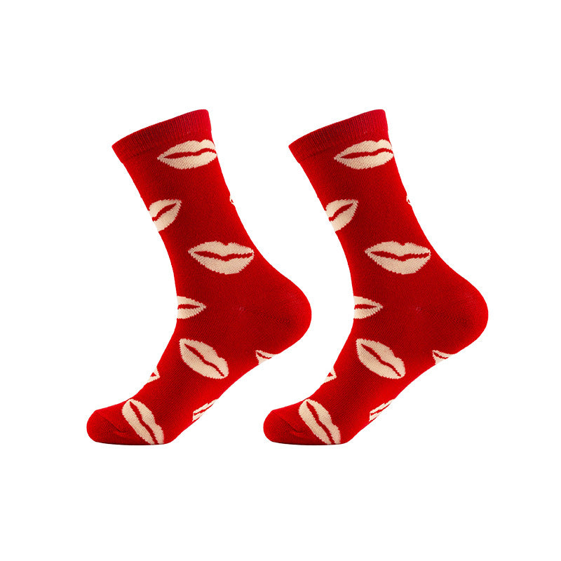 Wholesale Valentine's Day Mid-calf Knitted Love Jacquard Cotton Socks