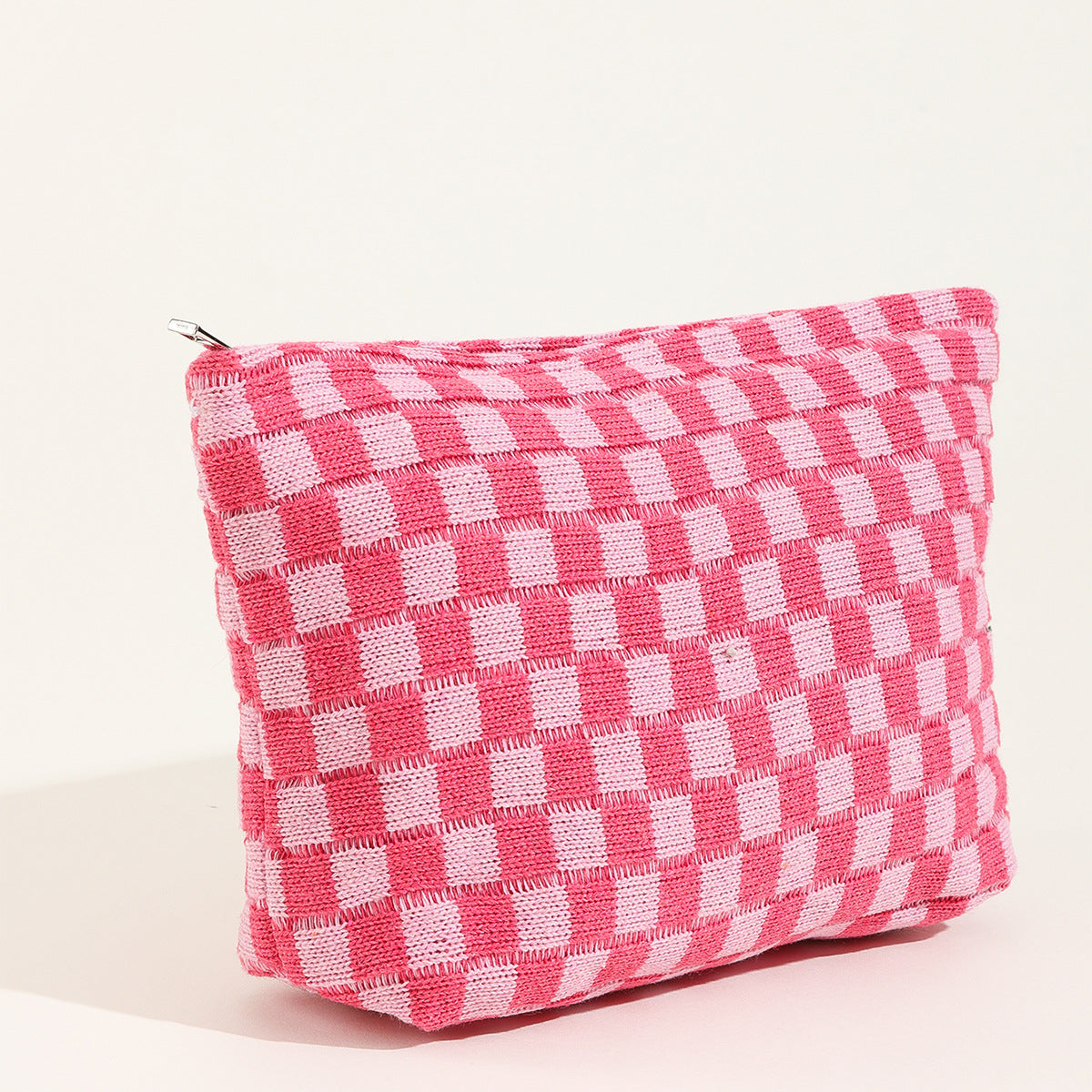 Wholesale Large Wool Checkerboard Large Capacity Pencil Case Knitted Storage Bag