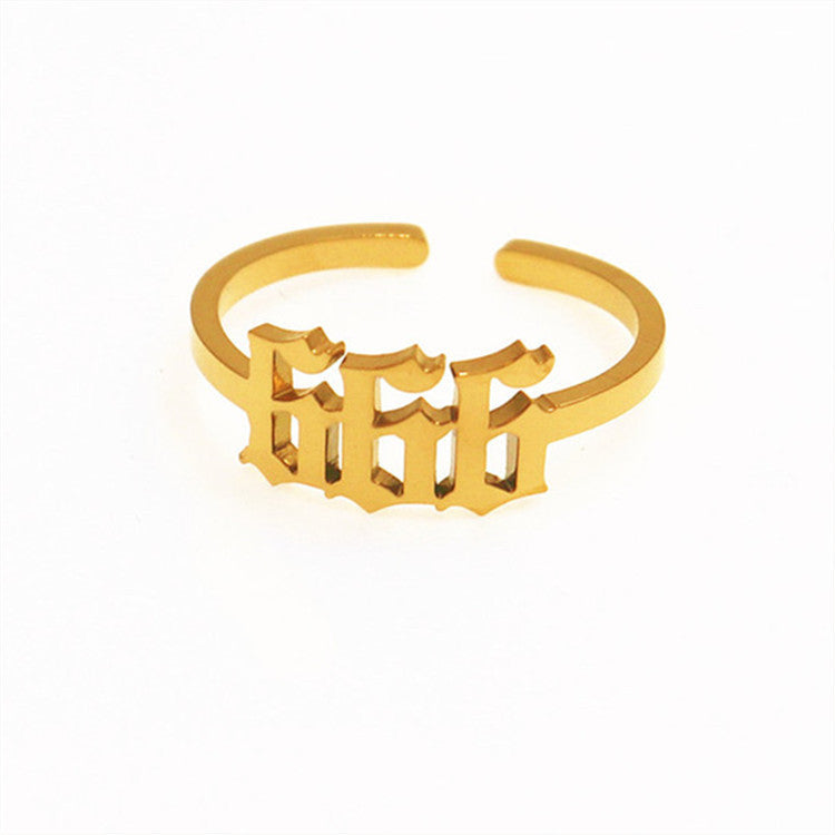 Wholesale Stainless Steel Lucky Number Rings