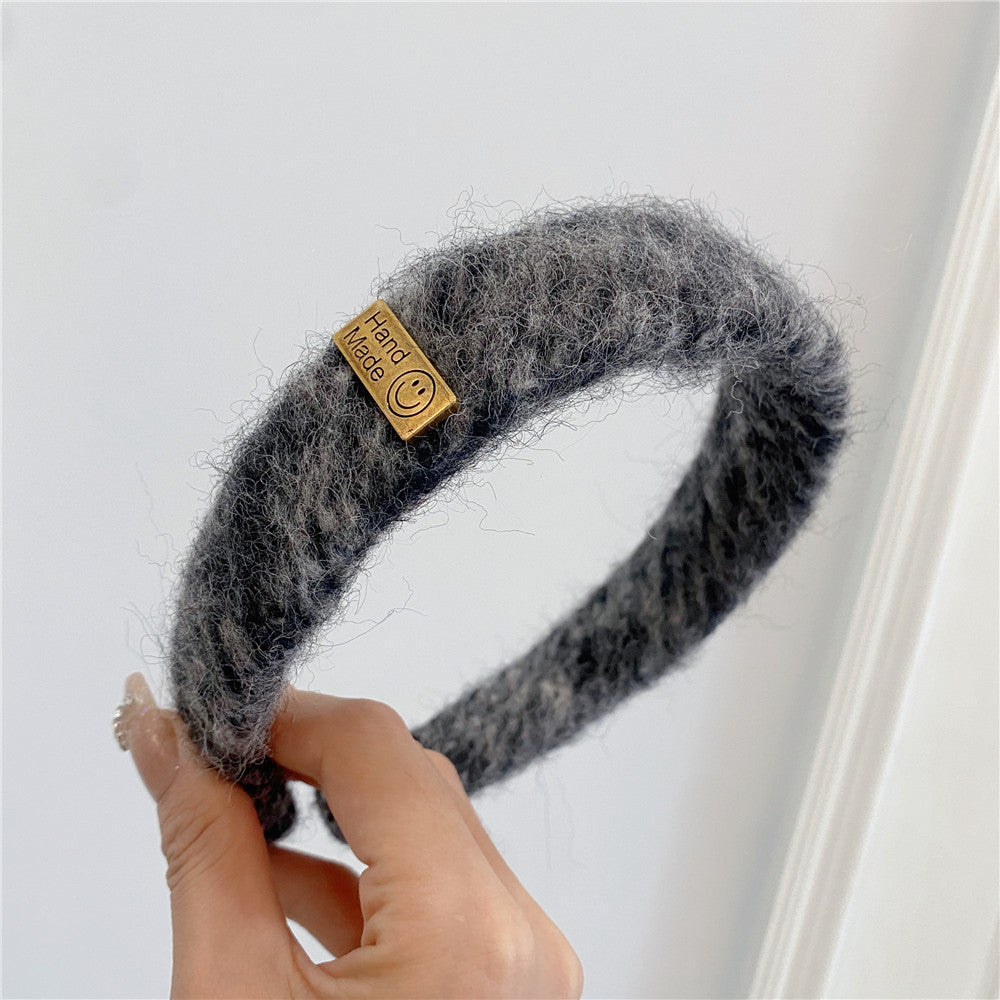 Wholesale Autumn and Winter Letter Sticker Mink Hair Sponge Headband