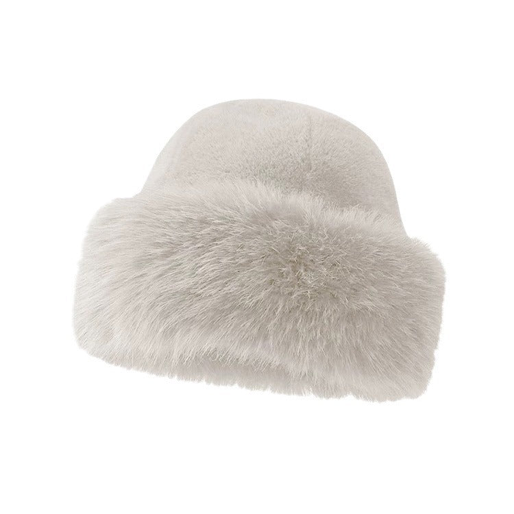 Wholesale Fur Mink Fluffy Lady with A Plush Hat Around Her Head