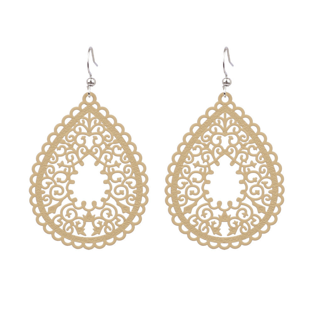 Wholesale Simple Colorful Printed Hollow Water Drop Versatile Earrings