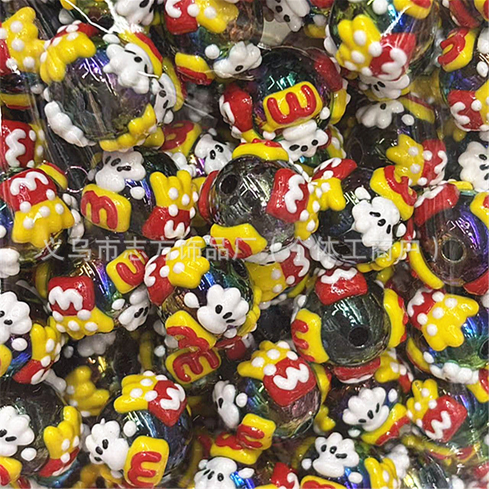 Wholesale 200pcs Acrylic Hand Painted Cartoon Beads 18Mm 200 Pcs DIY Jewelry Making Kit For Phone Charms Keychains Bag Accessories