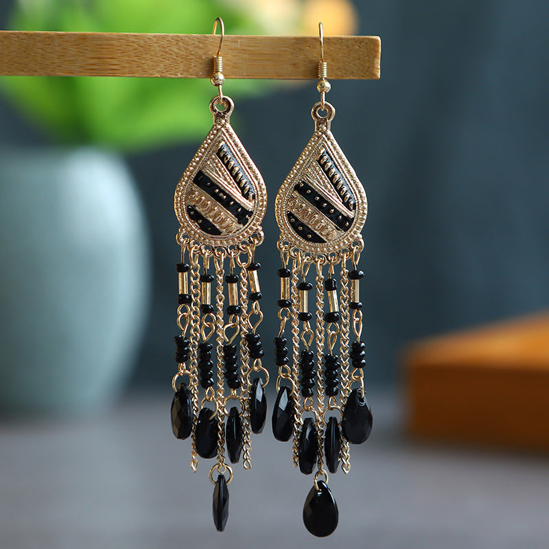 Wholesale Bohemian Colorful Water Drop Long Earrings