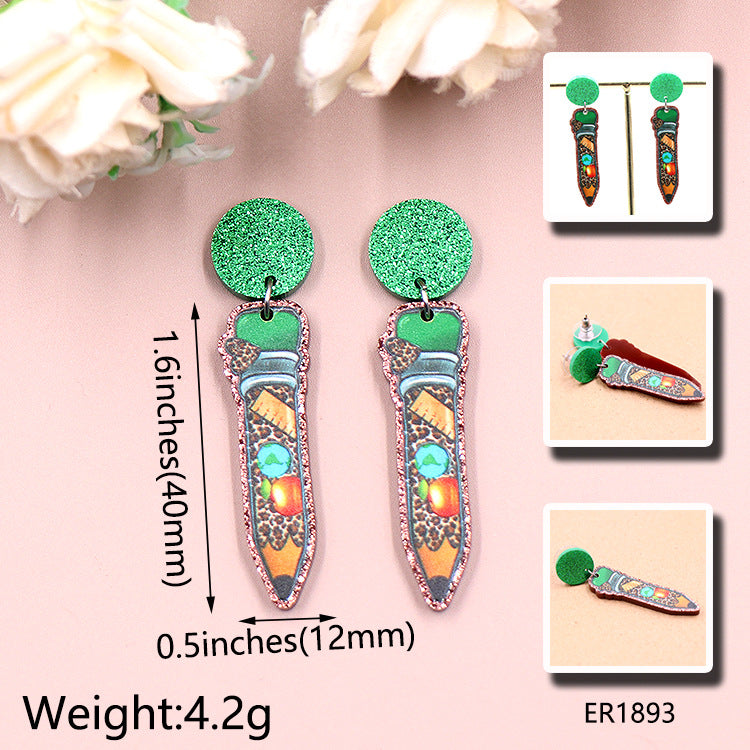 Wholesale Amazon Baseball Book Apple Personality Pencil Earrings