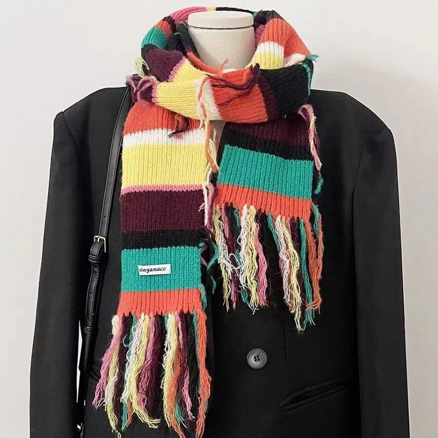 Wholesale Winter Knitted Tassel Woolen Hat Scarf Set