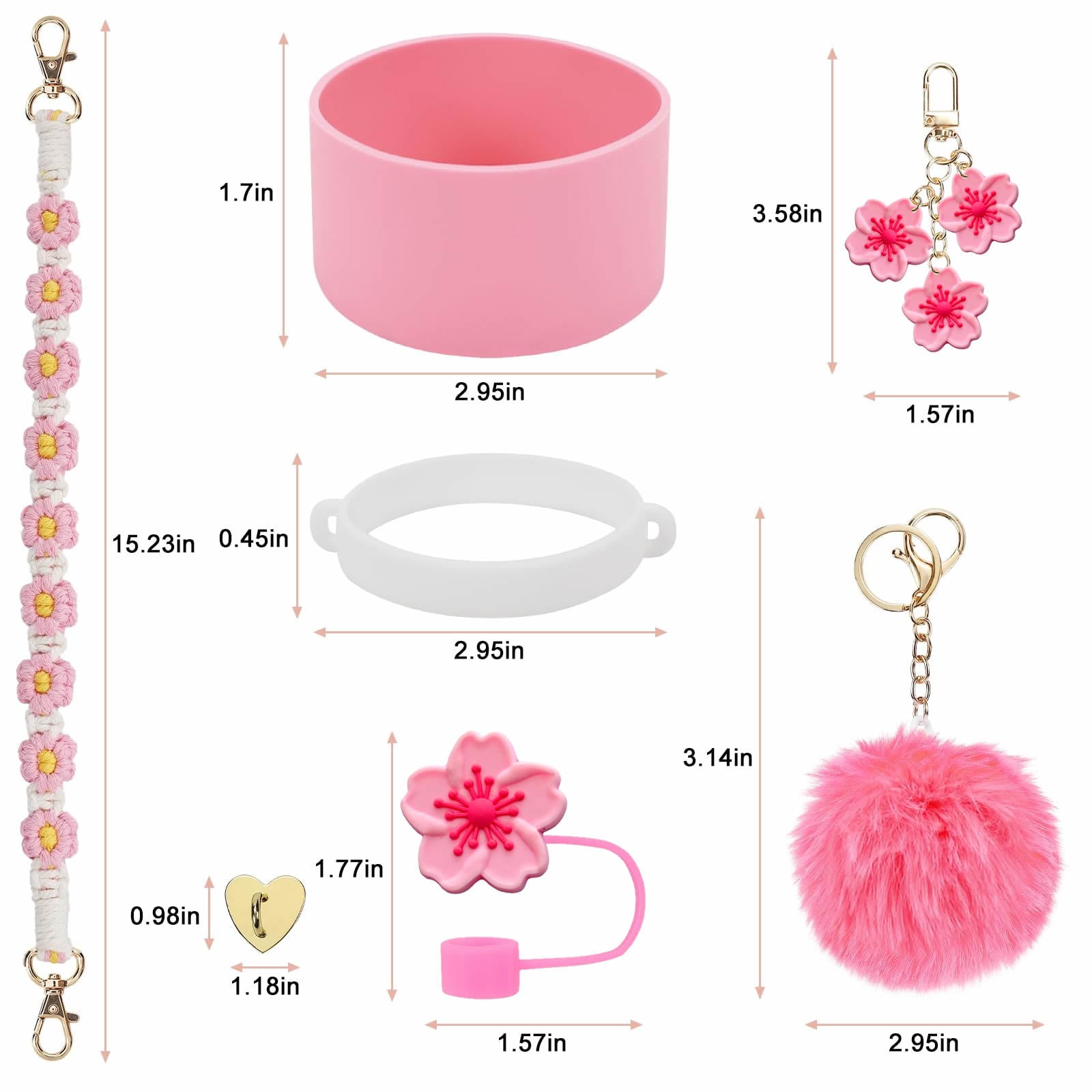 Wholesale Daisy water cup decoration straw hat cup sleeve cup chain colorful flower key pendant plush ball pendant