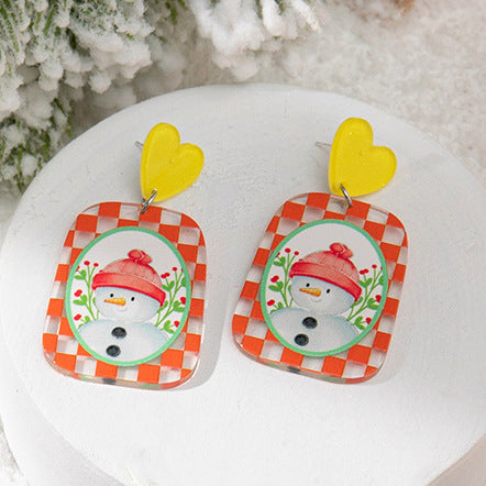 Wholesale Christmas Cartoon Snowman Acrylic Earrings