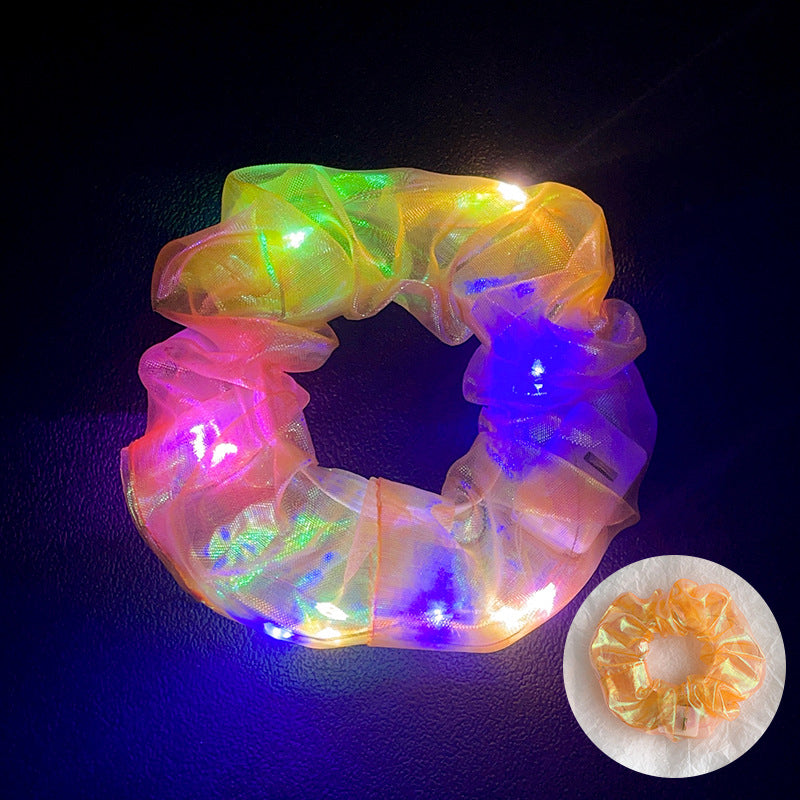 Wholesale Led Luminous Large Intestine Hair Ring DIY Night Light Flower Shiny Fat Intestine Head Rope Nightclub Rubber Band Hair Accessories