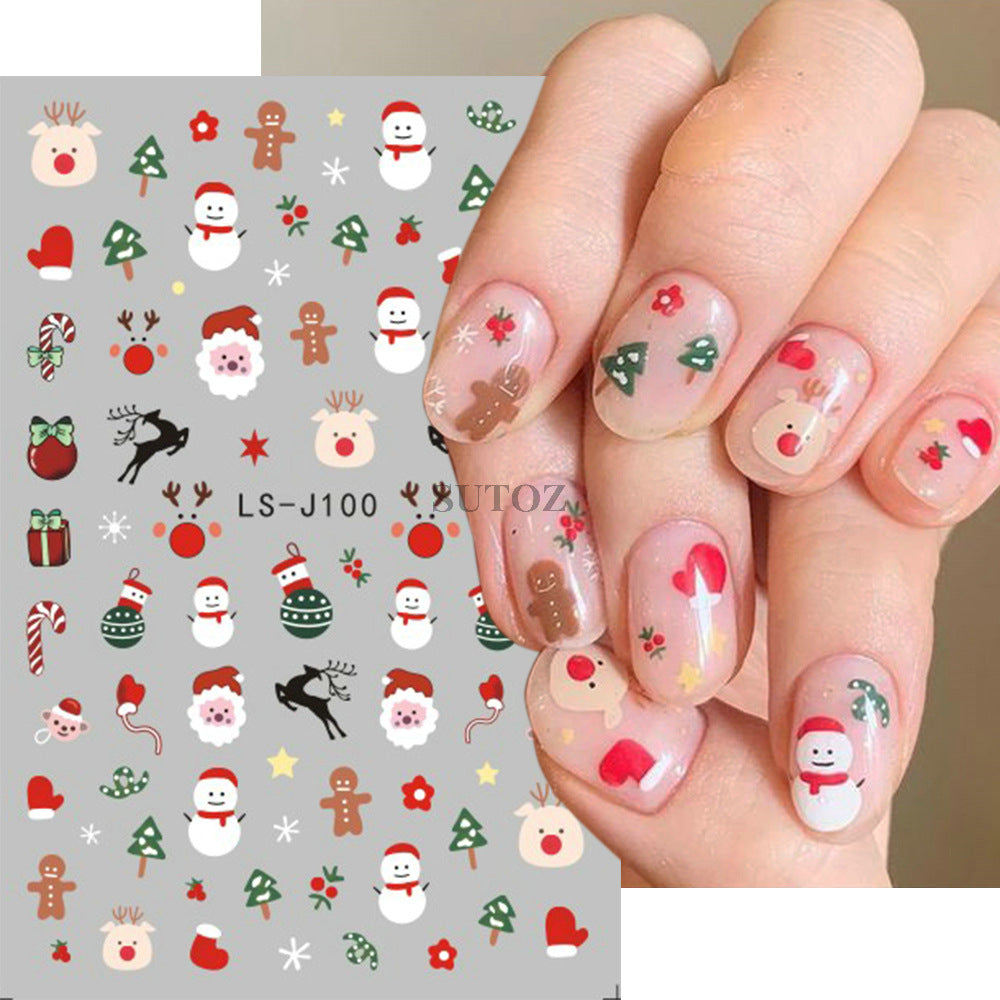 Wholesale 3pcs/pack Children' s cartoon Christmas nail stickers