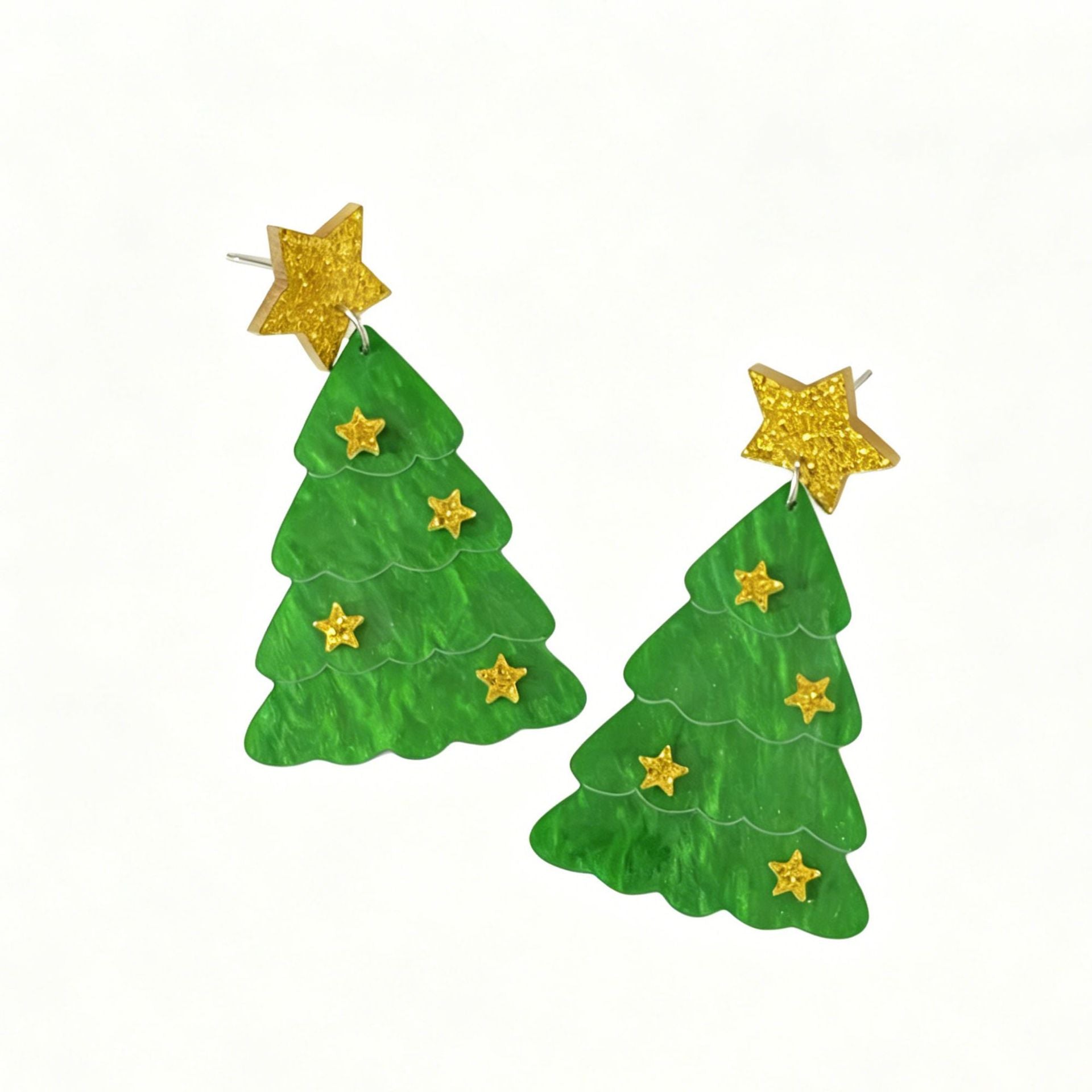 Wholesale Christmas Tree Acrylic Earrings Sweet Holiday Party Jewelry For Women Gift Boutique Resale