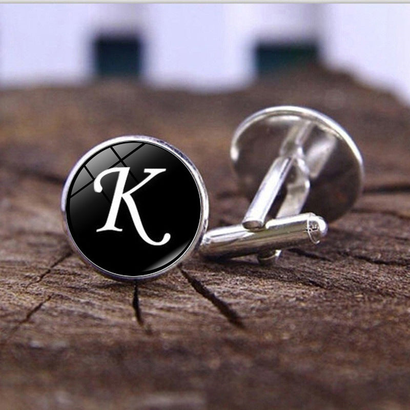 Wholesale Alloy 26 English Letters Time Gemstone Men's Cufflinks