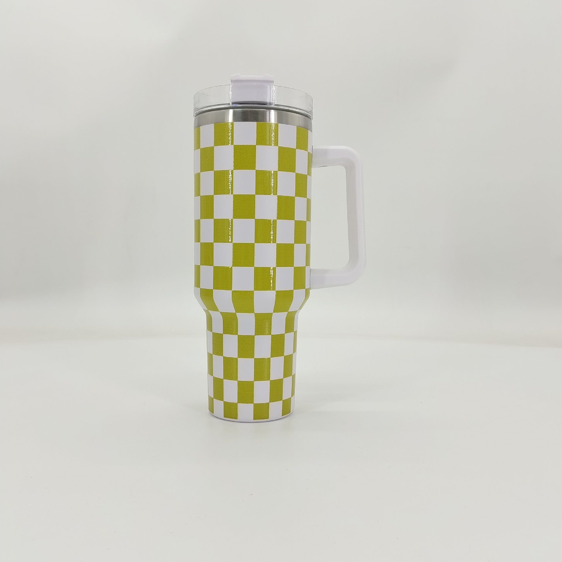 Wholesale Tumbler Checkerboard Double Layer Stainless Steel Large Capacity Ice Bullies Cup