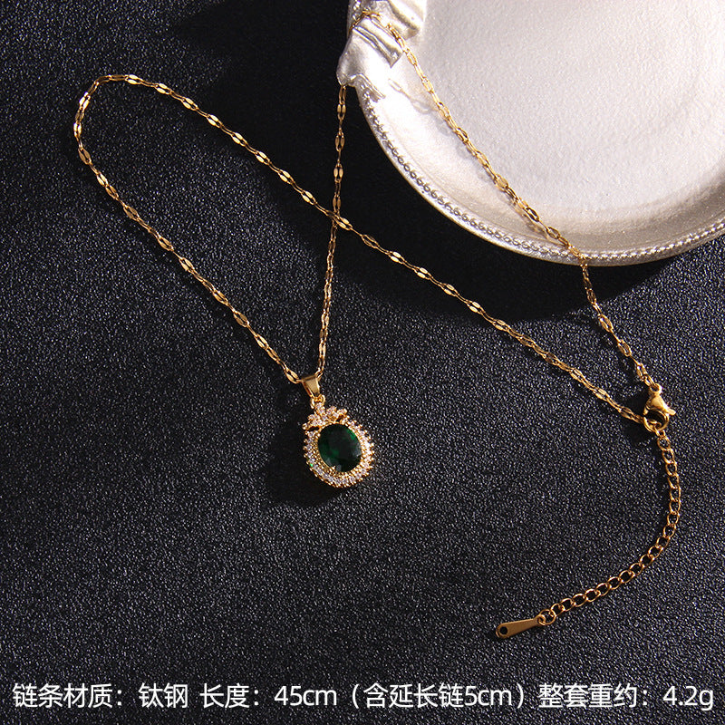 Wholesale Titanium steel necklace female zircon water drop pendant niche design jewelry