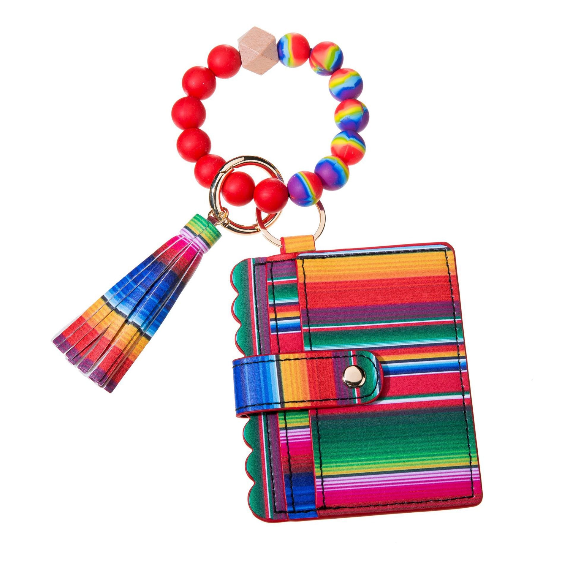 Wholesale Card Holder Colorful Silicone Beaded Wrist Keychain