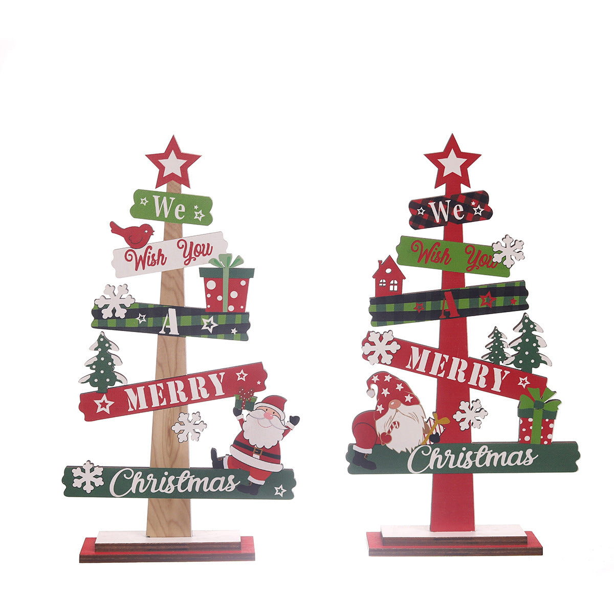 Wholesale Christmas Decorations Mini Desktop Christmas Tree Wooden Ornaments