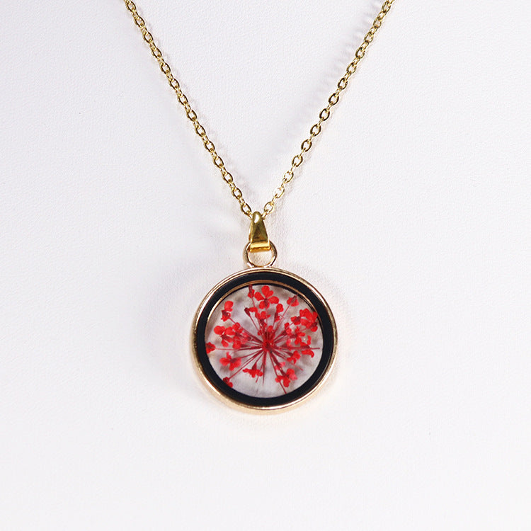 Wholesale 10pcs Four-leaf Clover Daisy Baby's Breath Pendant Necklace