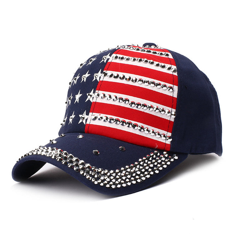 Wholesale New Baseball Cap Flag Denim Diamond-encrusted Election Event Cap Sunshade Sunscreen Cap Tide Cap